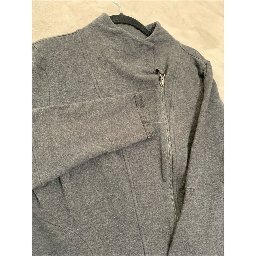 The North Face Women's XL Gray Asymmetrical Full Zip Hoodie Sweatshirt Raw Hem